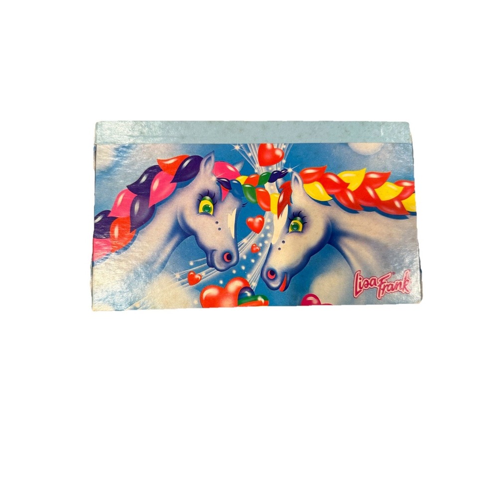 1980s Vintage Lisa Frank Unicorn Rainbow Love Hearts‎ Pencil Cardboard Box